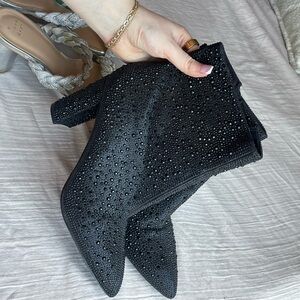 Elegant Black Studded Ankle Boots